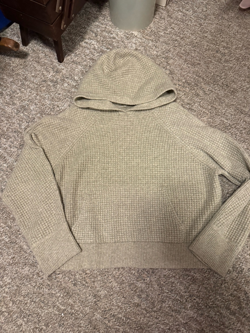 Abercrombie & Fitch Lounge Collection hooded waffle knit wool blend sweater